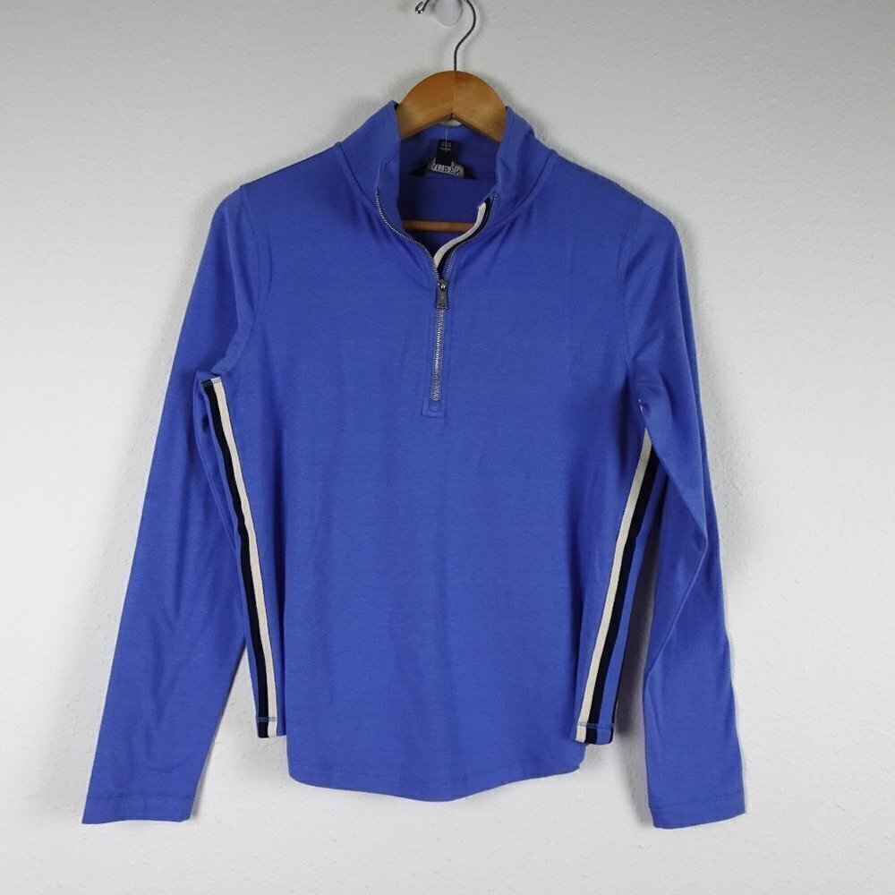 Ralph Lauren 1/4 Zip Top Women's Petite Size Medium MP Blue Jersey